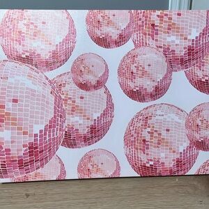 Pink disco ball canvas poster